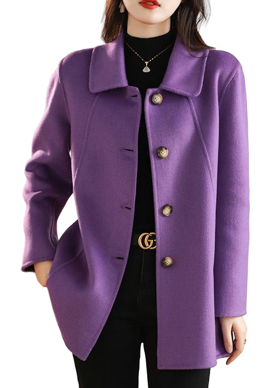 Kvinders Uld Frakke med Peter Pan Krave 0