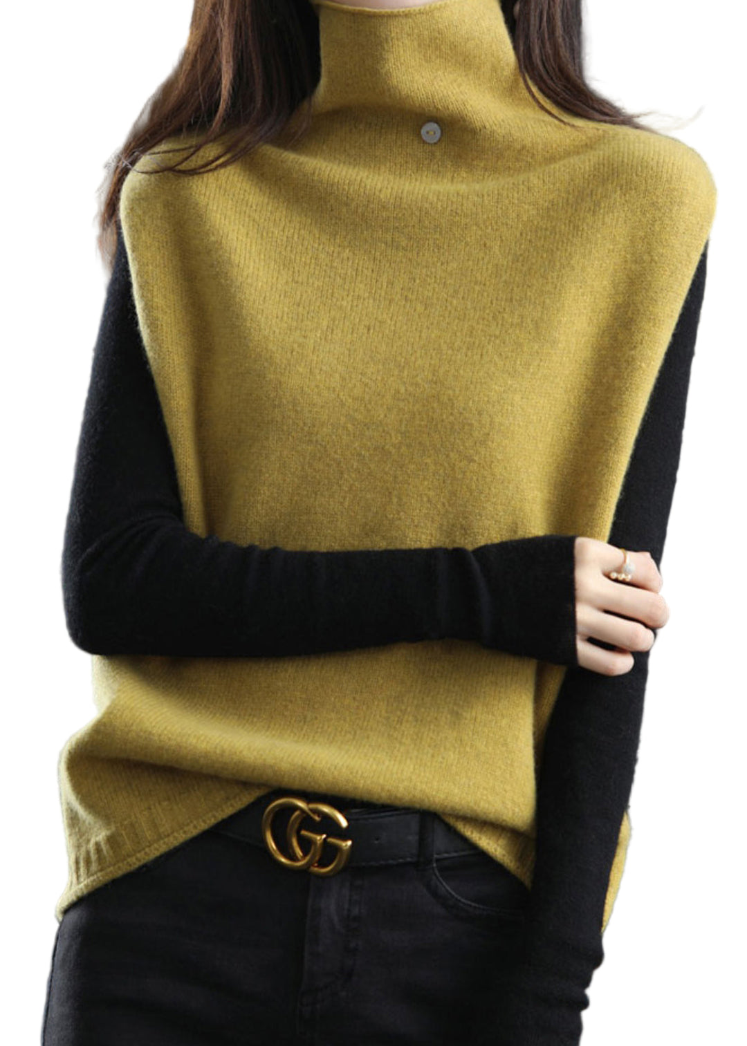 Kvinders Uld Vest med Skildpaddehals 0