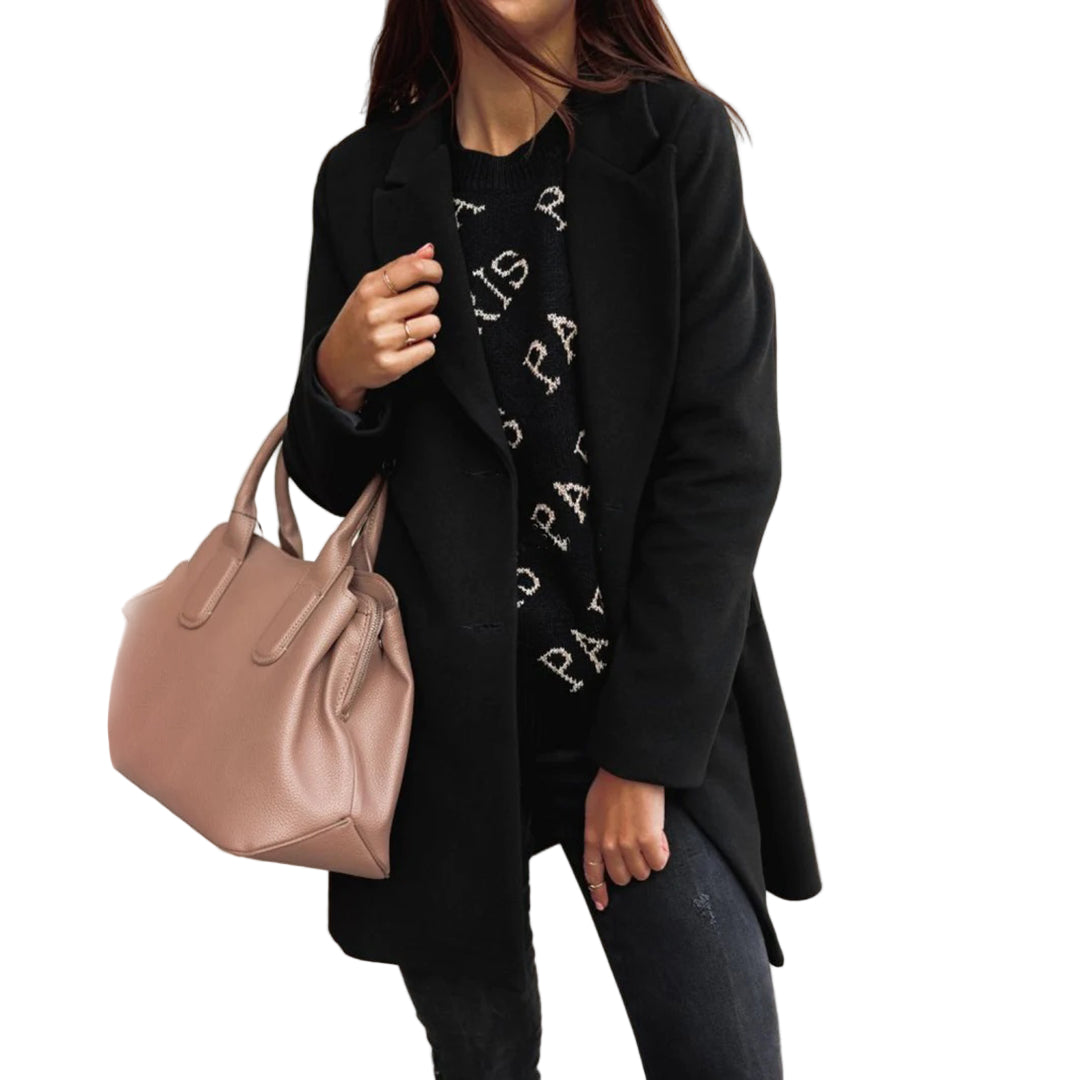 Kvinders Varm Frakke med To Rækker Knapper 0