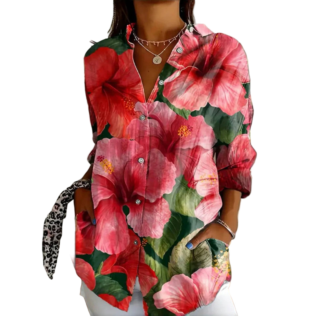 Kvinders Vintage Bluse i Smukke Farver 0