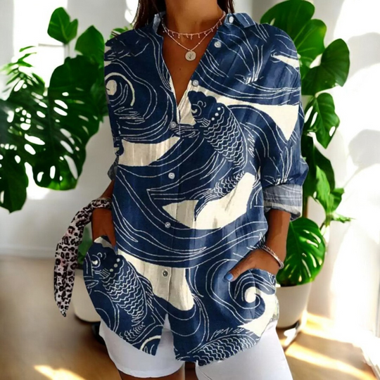 Kvinders Vintage Bluse i Smukke Farver 1