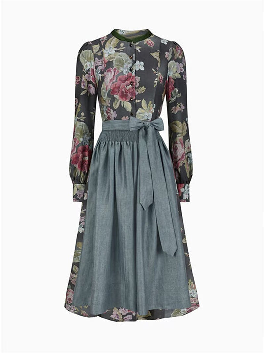 Kvinders Vintage Dirndl Kjole med Blomstermønster 4