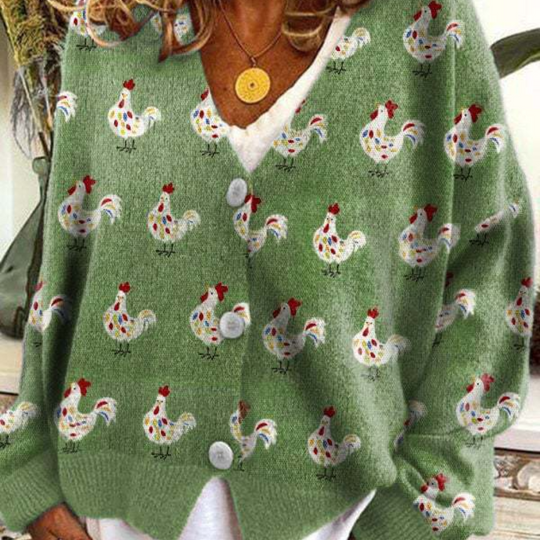 Kvinders Vintage Sweater med Fåremønster og V-hals 3