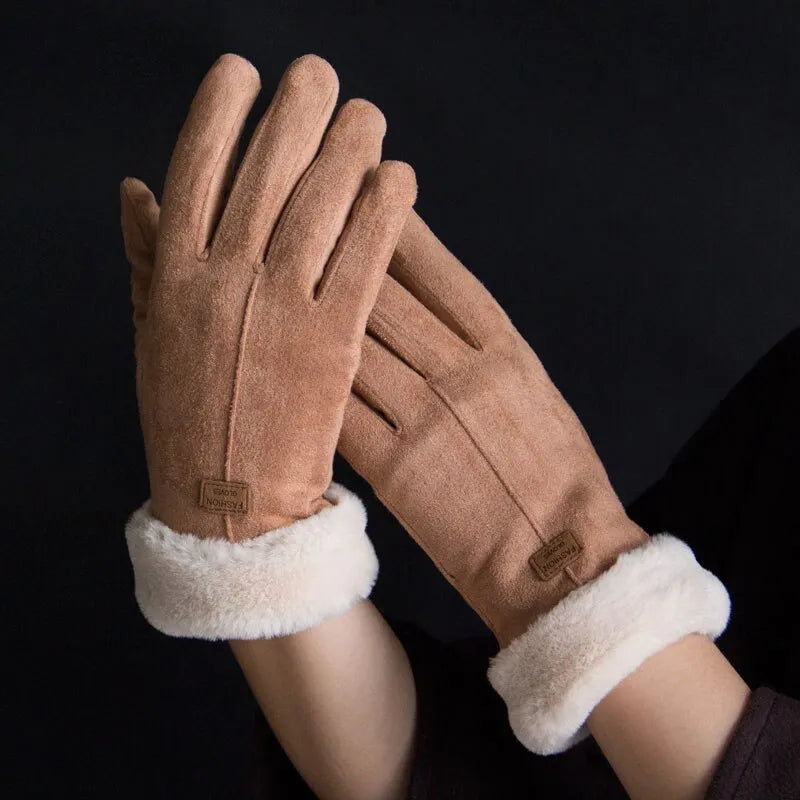 Kvinders Vinterhandsker i Ruskind Stil 8