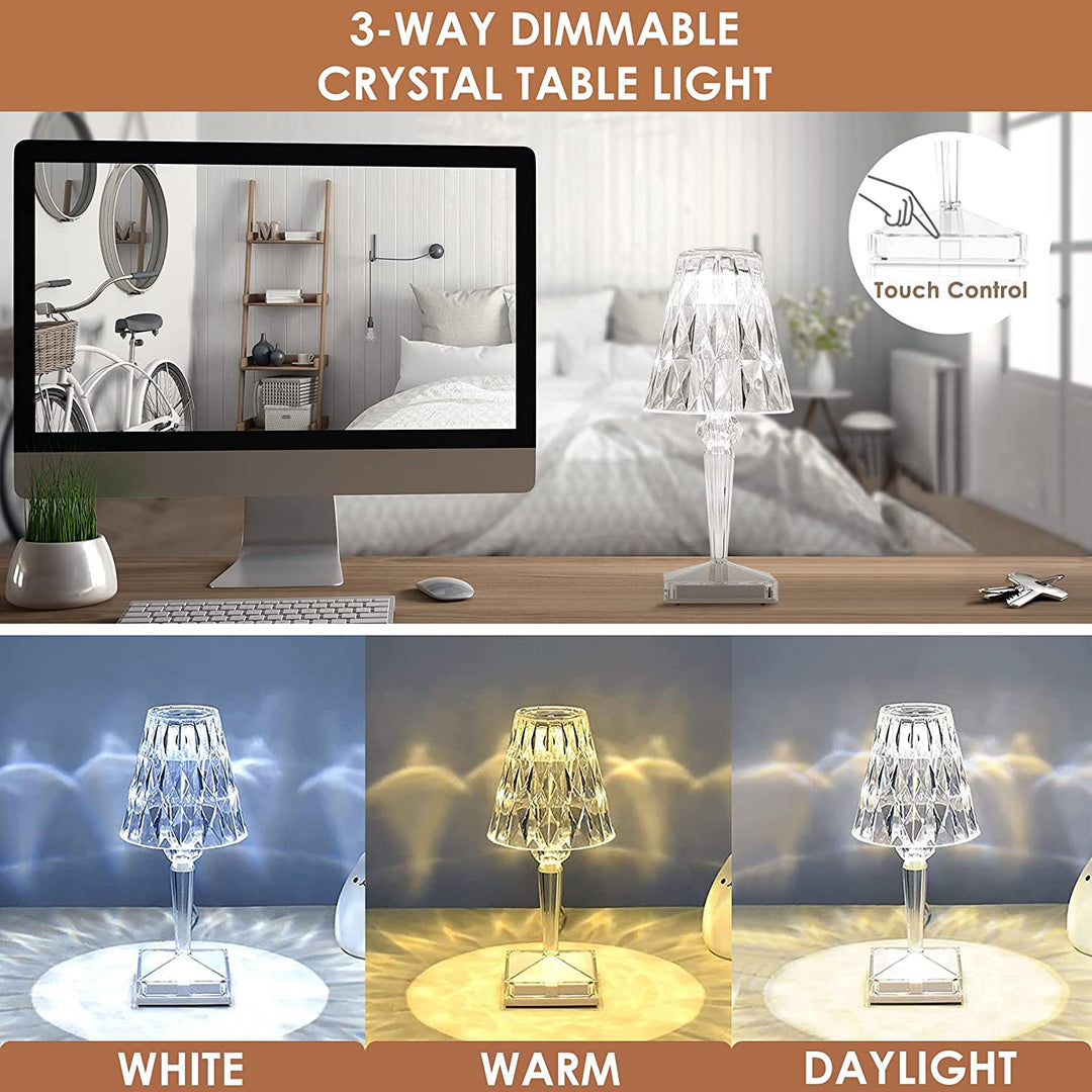 LED Bordlampe Diamant Design Justerbare Lysindstillinger 3