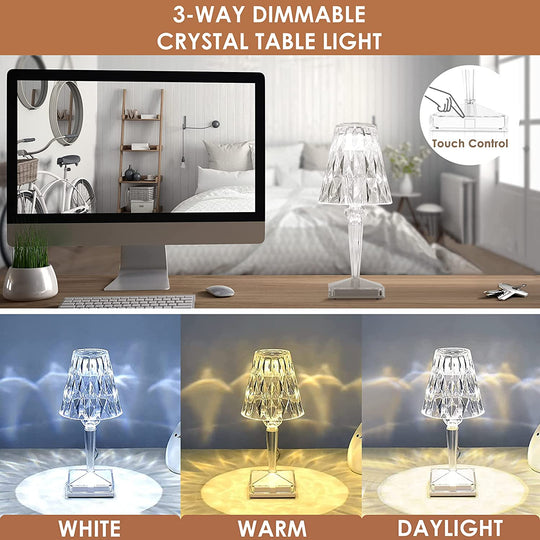 LED Bordlampe Diamant Design Justerbare Lysindstillinger 3