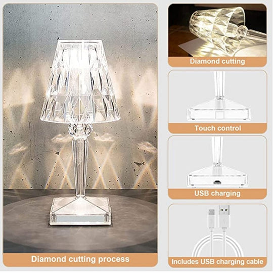 LED Bordlampe Diamant Design Justerbare Lysindstillinger 6