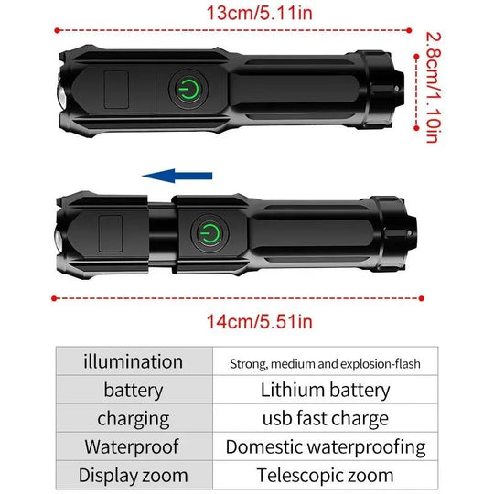LED Lommelygte med Teleskopisk Zoom 5