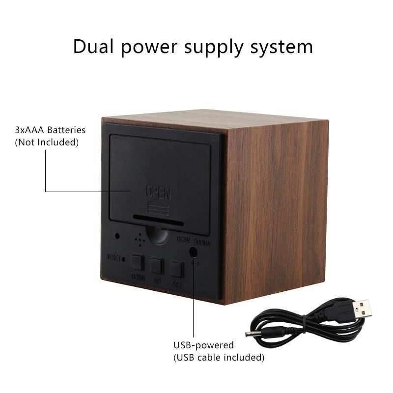 LED Vækkeur i Træ med Digital Display og Snooze-Funktion 5