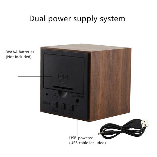 LED Vækkeur i Træ med Digital Display og Snooze-Funktion 5