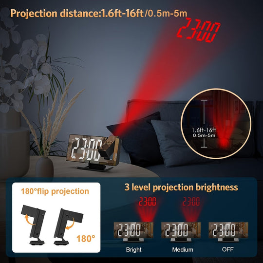 LED Vækkeur med Justerbar Projektion 6