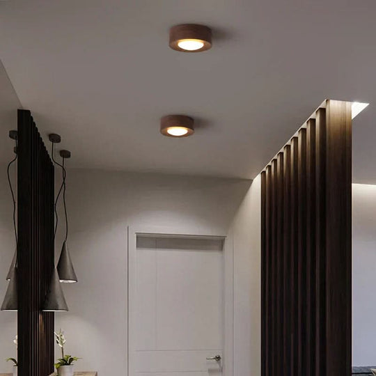 Loftlampe i Valnød med LED Belysning 4