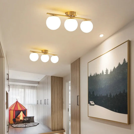 Loftslampe Stue Soveværelse Minimalistisk Glaskugleform Hvid Finish 1