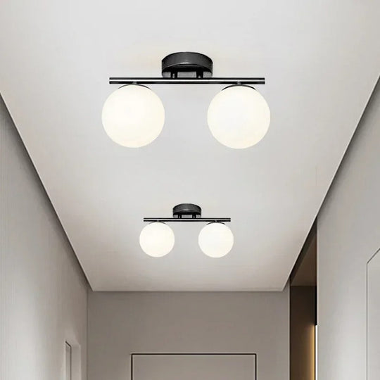 Loftslampe Stue Soveværelse Minimalistisk Glaskugleform Hvid Finish 2