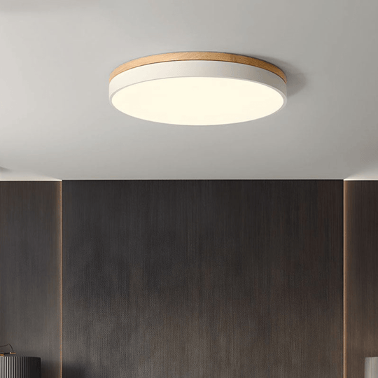 Loftslampe med Naturligt Træ og Grøn Accent 1