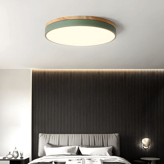Loftslampe med Naturligt Træ og Grøn Accent 3