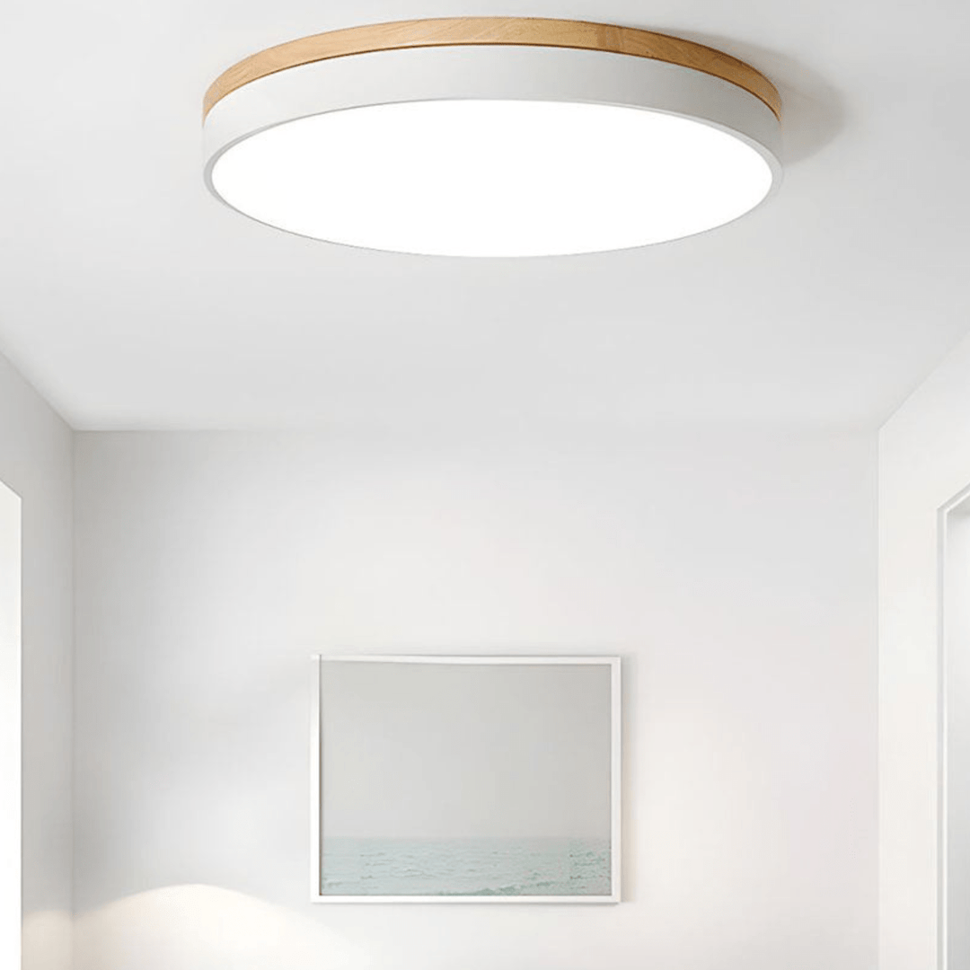 Loftslampe med Naturligt Træ og Grøn Accent 7