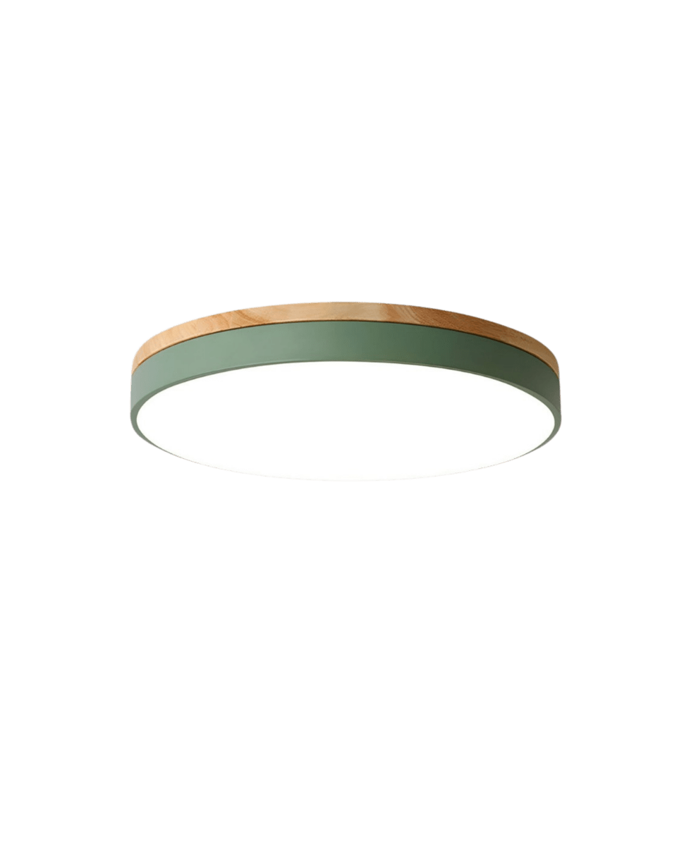 Loftslampe med Naturligt Træ og Grøn Accent 8