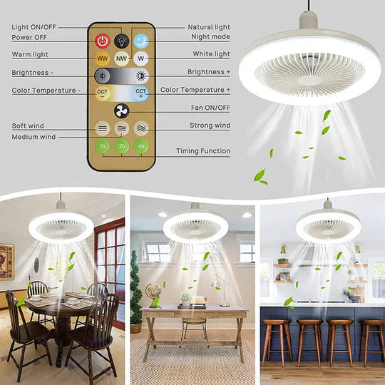 Loftsventilator Med LED Lys Og Fjernbetjening Modern Design 4