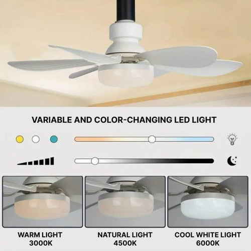 Loftsventilator Med LED Lys Og Fjernbetjening Moderne Design 4