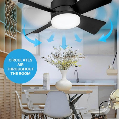 Loftsventilator Med LED Lys Og Fjernbetjening Moderne Design 5