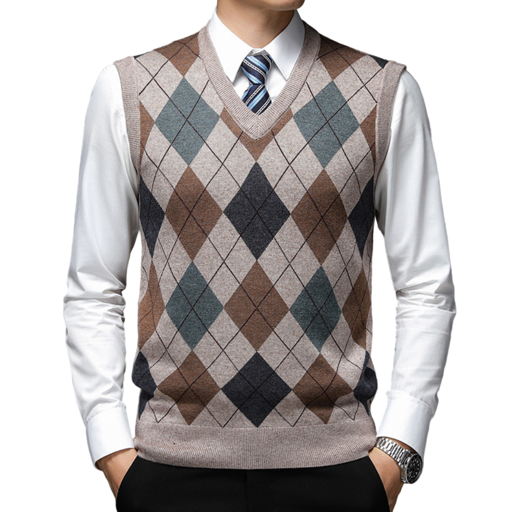 Mænds Ærmeløs Sweater V-Hals 0