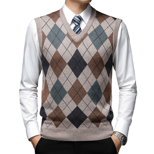 Mænds Ærmeløs Sweater V-Hals 0