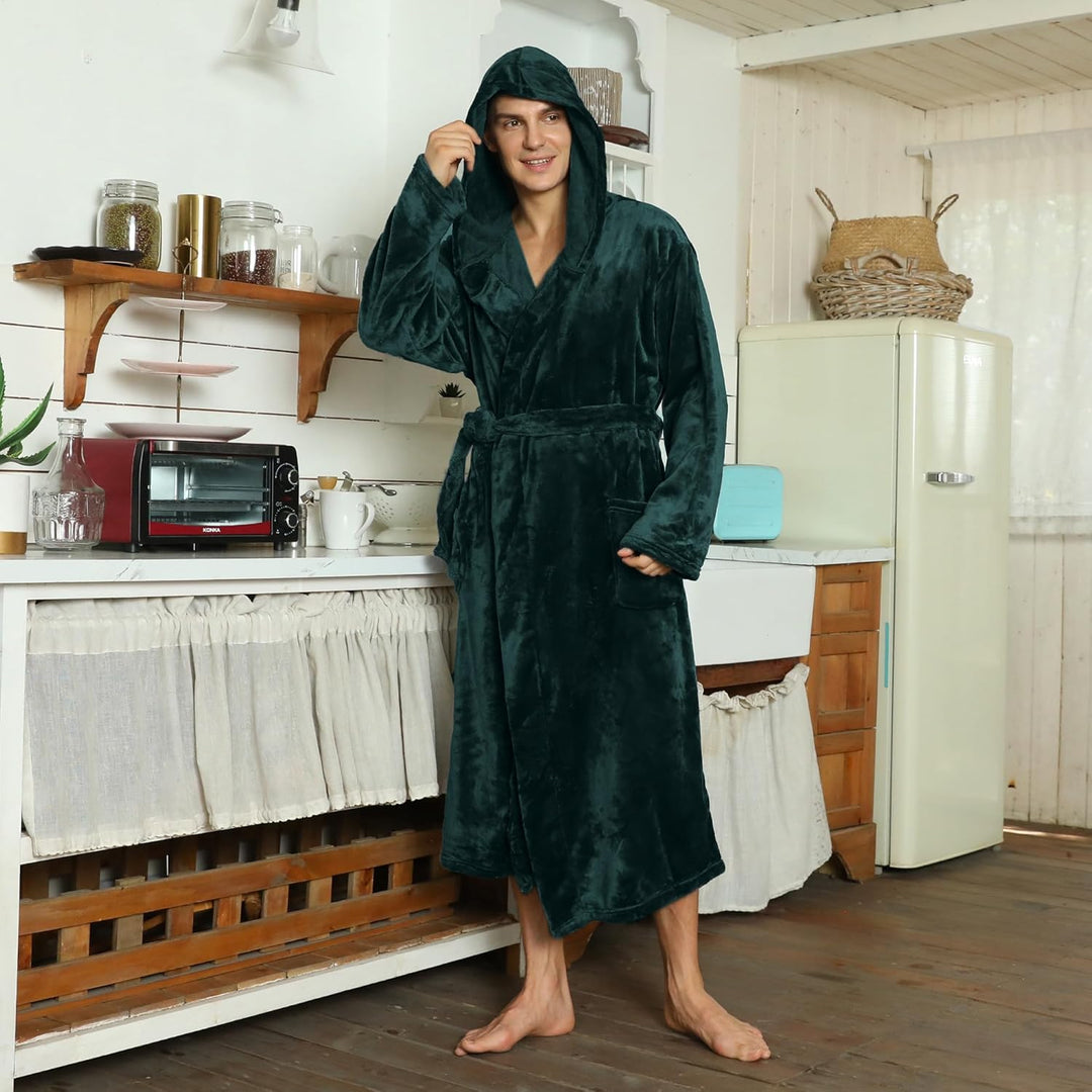 Mænds Badekåbe Med Hætte - Komfortabel Og Stilfuld Fleece Design 4