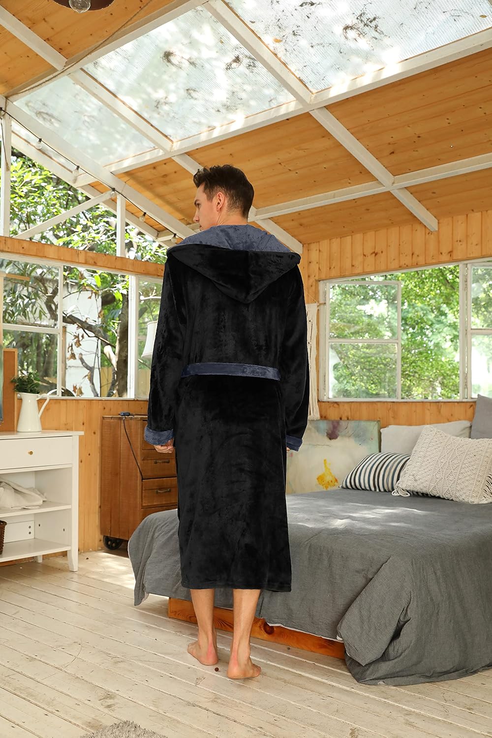 Mænds Badekåbe Med Hætte - Komfortabel Og Stilfuld Fleece Design 6