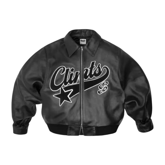 Mænds Broderet Læderjakke Y2K Retro Stil 0