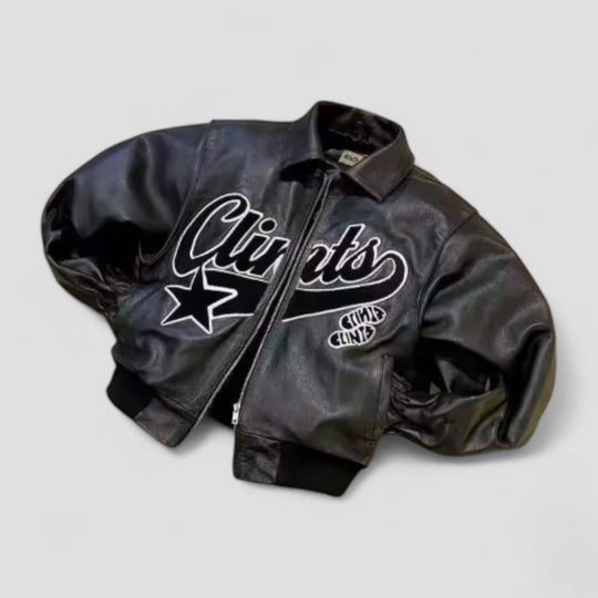 Mænds Broderet Læderjakke Y2K Retro Stil 1