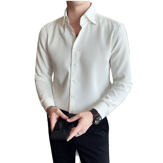 Mænds Button-Up Skjorte Struktureret Stil 1