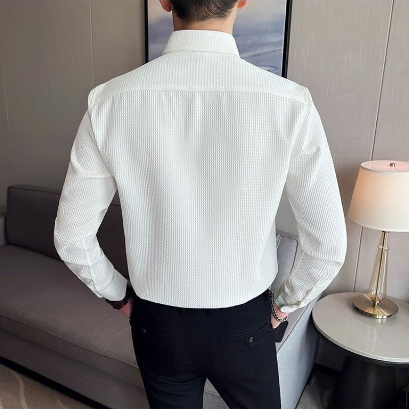 Mænds Button-Up Skjorte Struktureret Stil 3