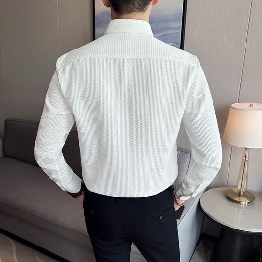 Mænds Button-Up Skjorte Struktureret Stil 3