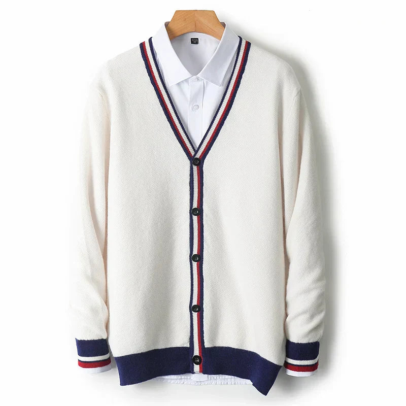 Mænds Cardigan med V-hals og Knapper 0