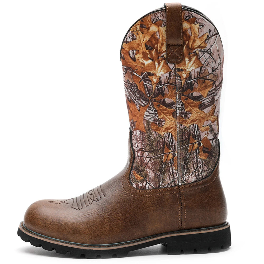Mænds Cowboy Støvler Læder Western Stil Letvægts Anti-Slip 0