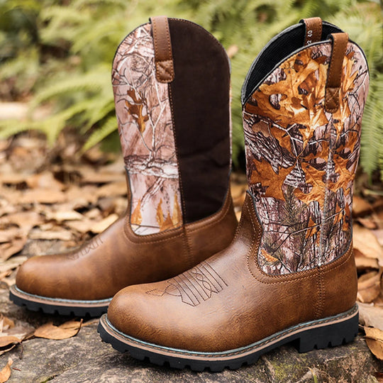 Mænds Cowboy Støvler Læder Western Stil Letvægts Anti-Slip 2
