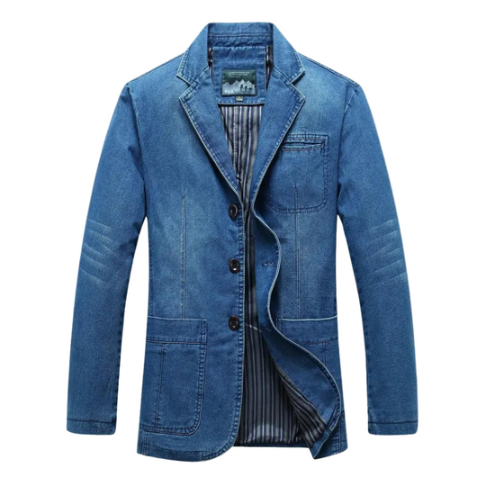 Mænds Denim Blazer Afslappet Stil 0