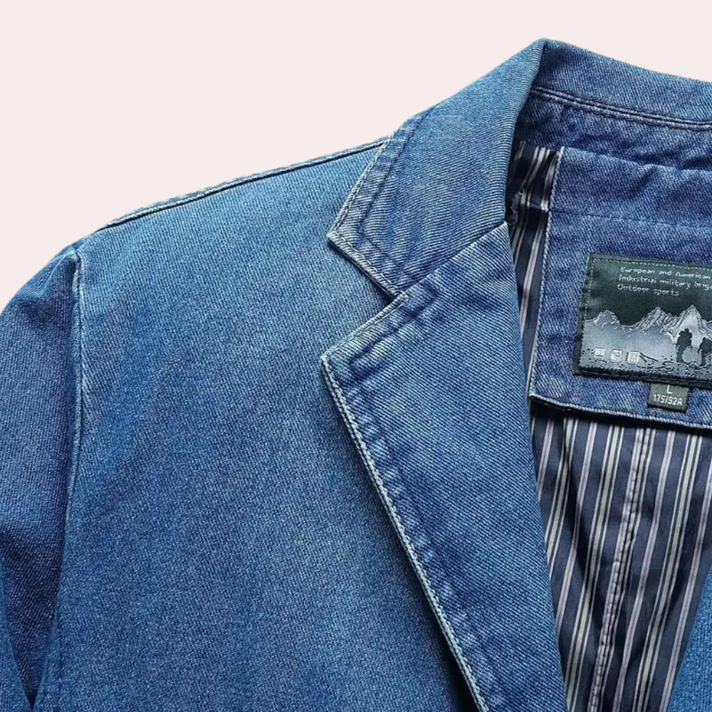 Mænds Denim Blazer Afslappet Stil 2