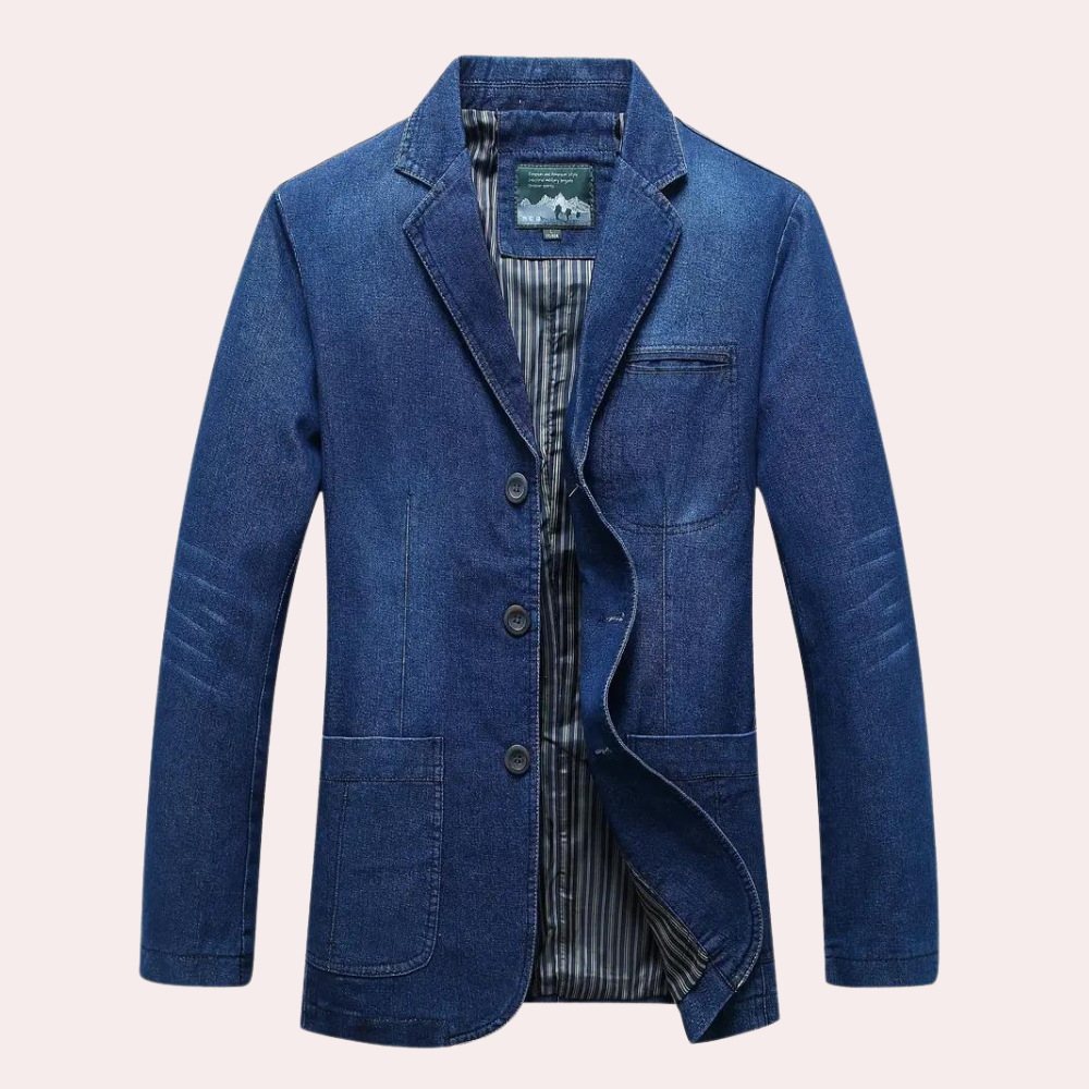 Mænds Denim Blazer Afslappet Stil 5