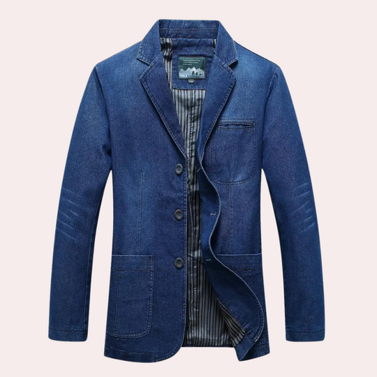 Mænds Denim Blazer Afslappet Stil 5