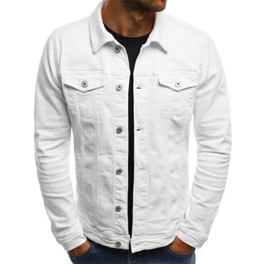 Mænds Denim Jakke Regular Fit Button-Up 0