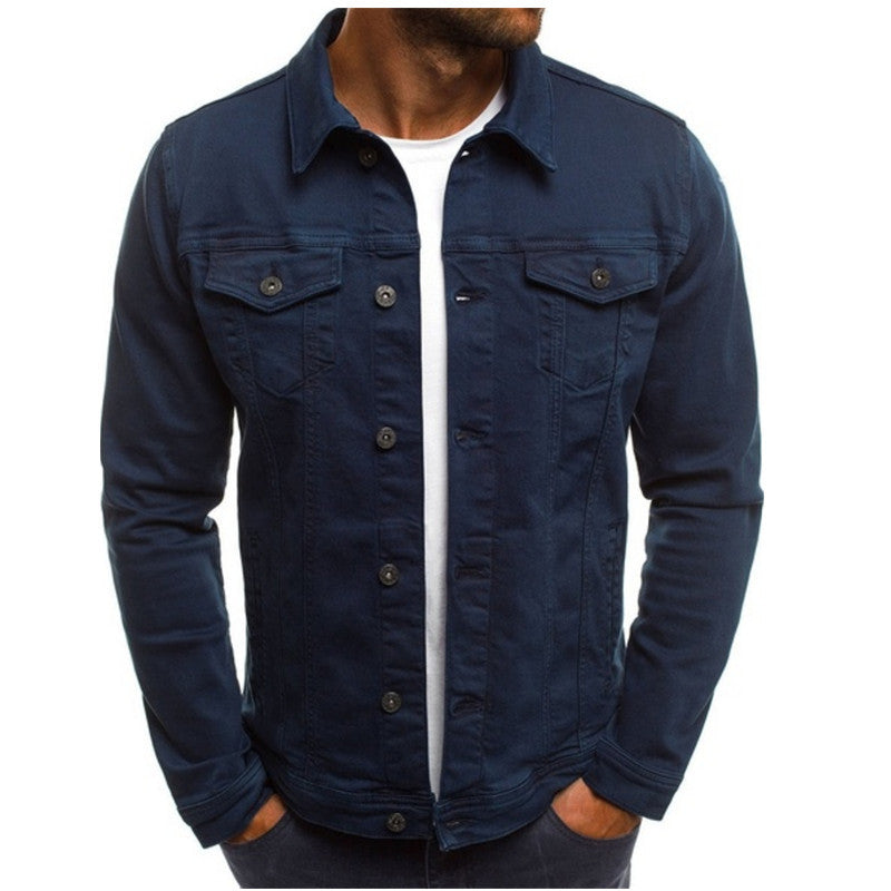 Mænds Denim Jakke Regular Fit Button-Up 4