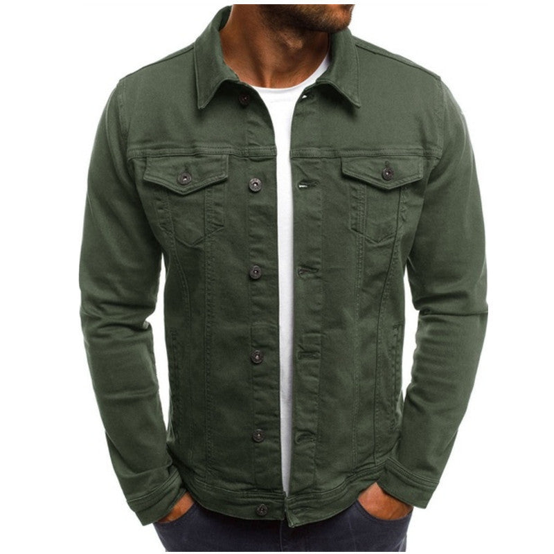 Mænds Denim Jakke Regular Fit Button-Up 5