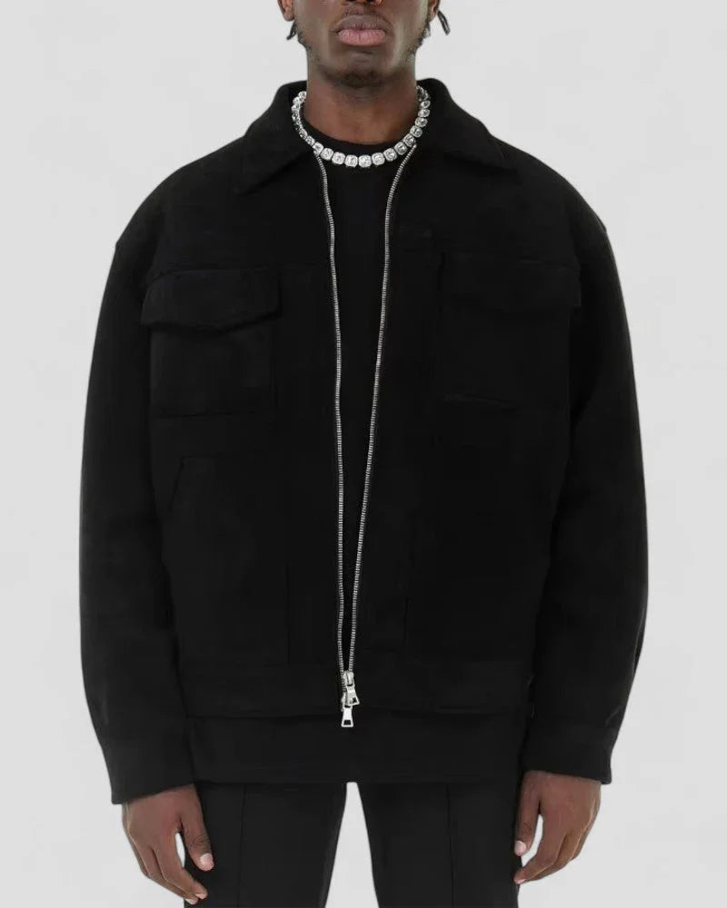 Mænds Fritidsjakke med Lynlås og Lommer 1