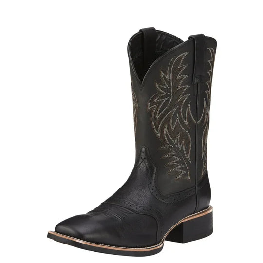 Mænds Høje Støvler Håndlavet Læder Retro Cowboy Støvler med Broderi 3