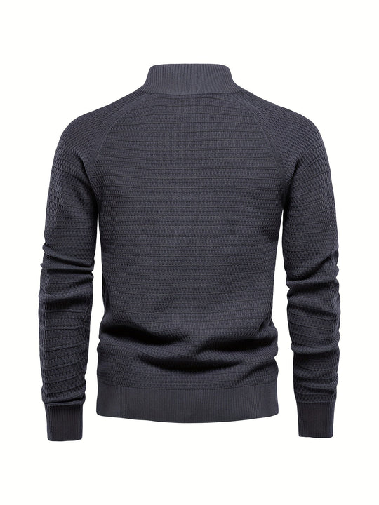 Mænds Klippede Sweater med Stativ Krave 8