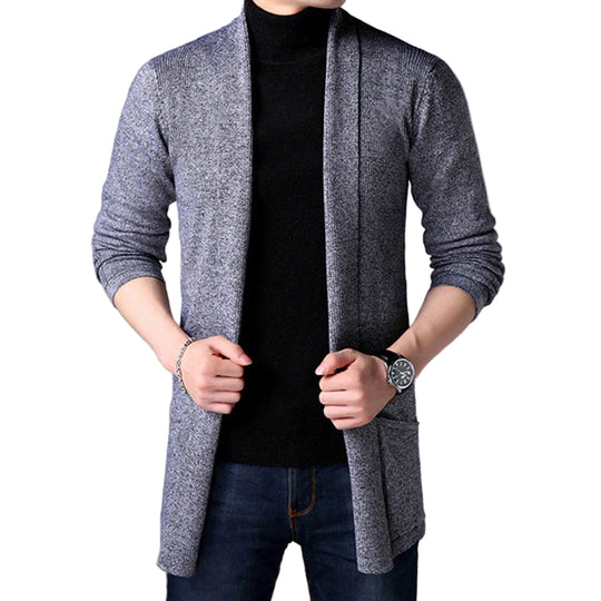 Mænds Lang Cardigan Åben Front 0