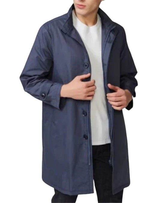 Mænds Lang Overfrakke Minimalistisk Stil 0