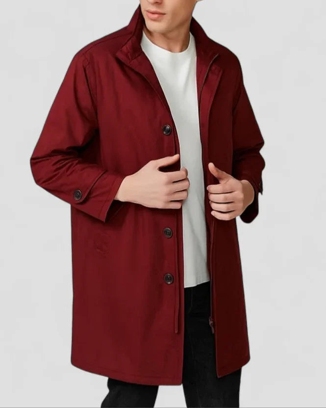 Mænds Lang Overfrakke Minimalistisk Stil 1